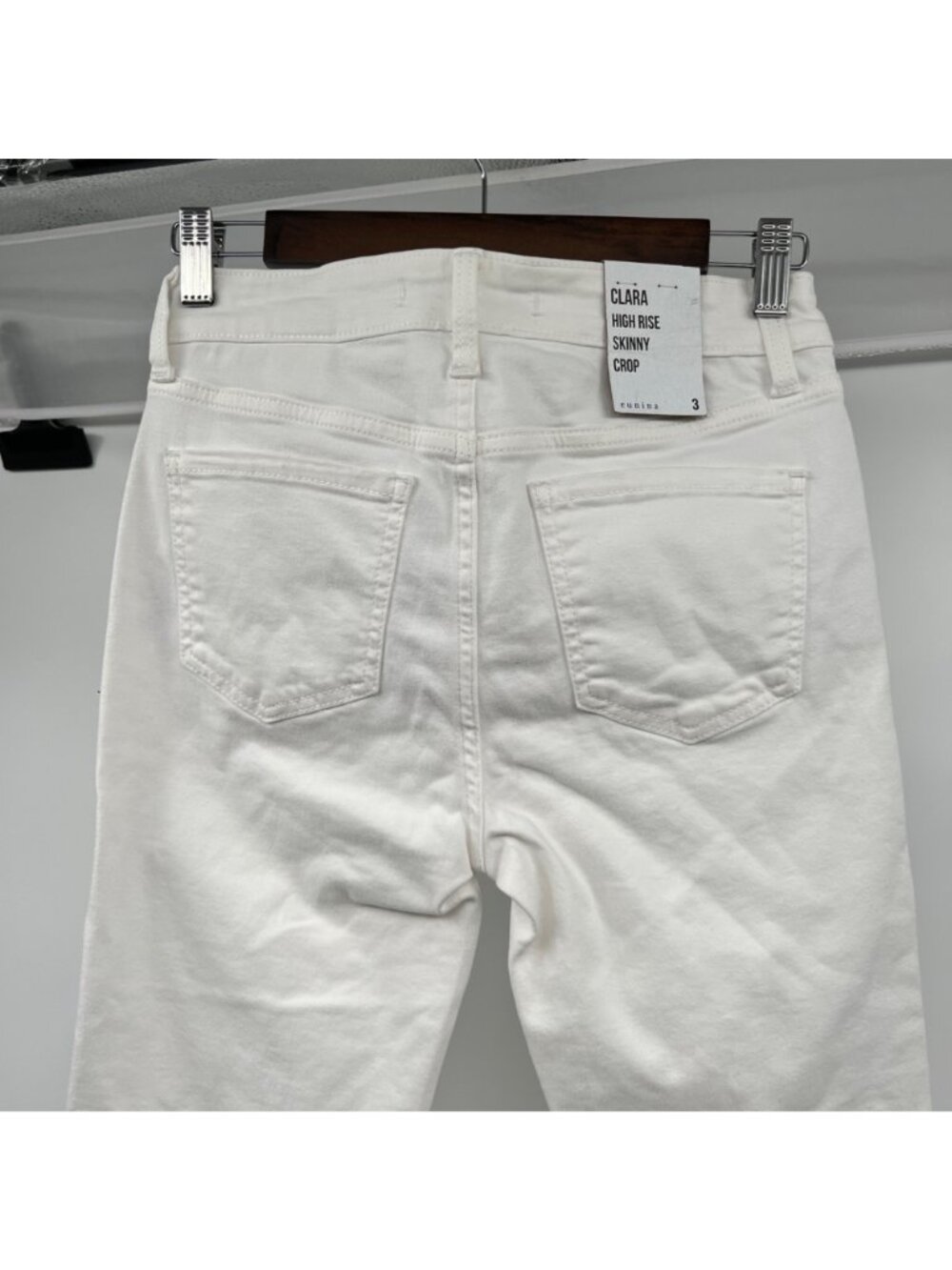 Eunina Womens Clara Skinny Crop Jeans White Frayed Cuff Size 3 New - Picture 4 of 9